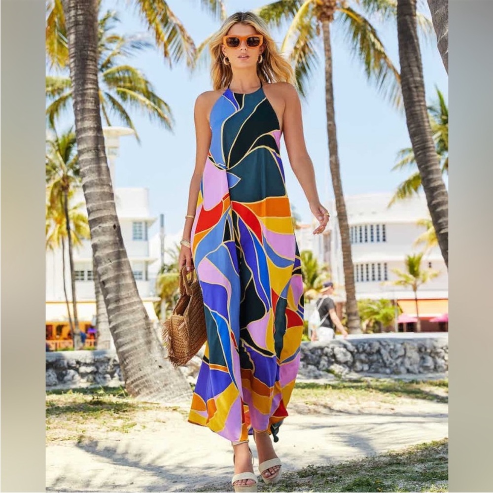 VICI Mondrian Halter Maxi Dress - Size Small